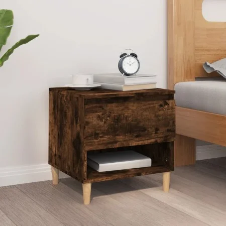 Mesita de noche madera contrachapada roble ahumado 50x46x50 cm de vidaXL, Mesitas de noche - Ref: Foro24-819542, Precio: 49,5...