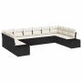 Conjunto de sofá de jardín con cojín 10 pcs Negro Poliratán