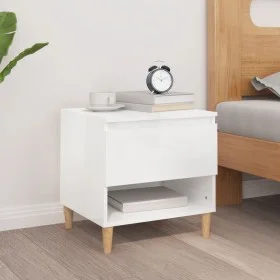 Mesita de noche madera contrachapada blanco brillo 50x46x50 cm de vidaXL, Mesitas de noche - Ref: Foro24-819536, Precio: 57,2...