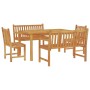 Juego de comedor para jardín 5 piezas madera maciza de teca
