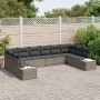 Conjunto de sofá de jardín con cojín 10 pcs Gris Poliratán