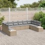 Conjunto de sofá de jardín con cojín 10 pcs Beige Poliratán