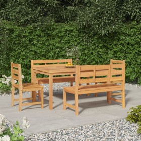 Juego de comedor para jardín 5 piezas madera maciza de teca