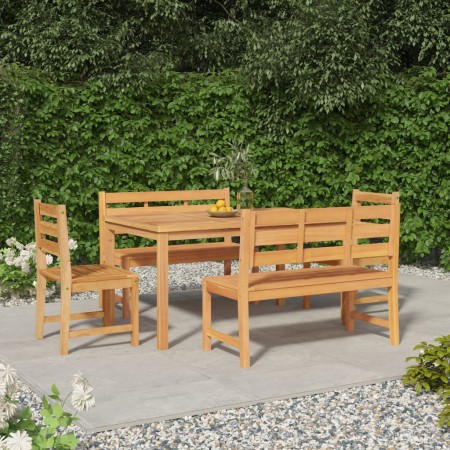 Juego de comedor para jardín 5 piezas madera maciza de teca