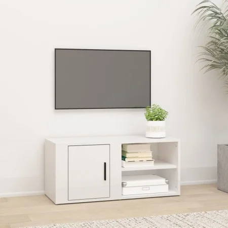 Weißer glänzender Sperrholz TV-Ständer 80x31,5x36 cm von vidaXL, TV-Möbel - Ref: Foro24-819440, Preis: 47,14 €, Rabatt: %