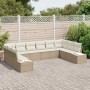 Conjunto de sofá de jardín con cojín 10 pcs Beige Poliratán