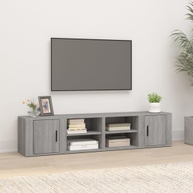 Mueble TV 2 uds madera contrachapada gris Sonoma 80x31,5x36 cm