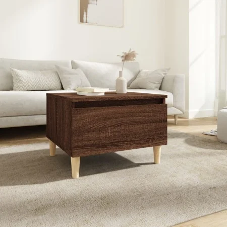 Mesa auxiliar madera contrachapada roble marrón 50x46x35 cm de vidaXL, Mesas auxiliares - Ref: Foro24-819514, Precio: 32,00 €...