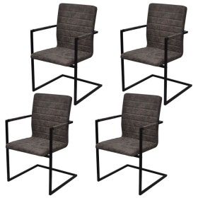 Cantilever dining chairs 4 units brown synthetic leather by vidaXL, dining chairs - Ref: Foro24-272413, Price: 381,49 €, Disc...