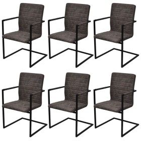 Cantilever dining chairs 6 units brown artificial leather by vidaXL, dining chairs - Ref: Foro24-272414, Price: 570,39 €, Dis...