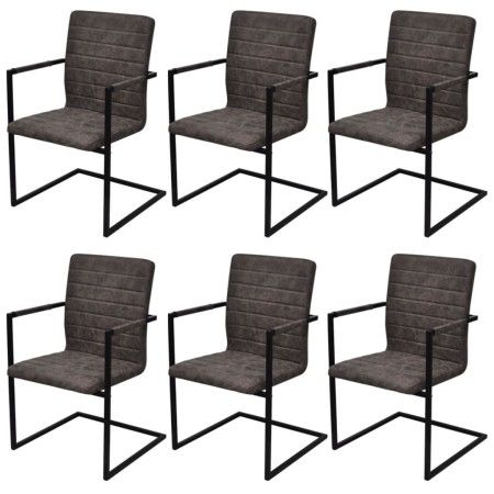 Cantilever dining chairs 6 units brown artificial leather by vidaXL, dining chairs - Ref: Foro24-272414, Price: 550,47 €, Dis...