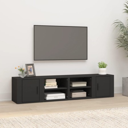 TV-Möbel 2 Stück Sperrholz schwarz 80x31,5x36 cm von vidaXL, TV-Möbel - Ref: Foro24-819439, Preis: 77,92 €, Rabatt: %