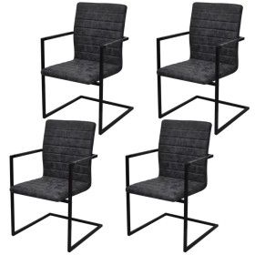 Cantilever dining chairs 4 units black synthetic leather by vidaXL, dining chairs - Ref: Foro24-272415, Price: 432,50 €, Disc...