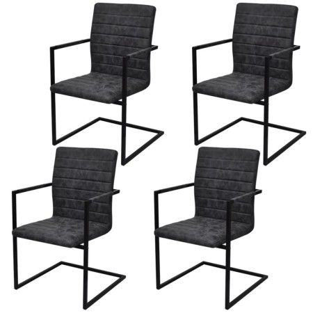 Freischwinger-Esszimmerstühle 4-teilig aus schwarzem Kunstleder von vidaXL, Essstühle - Ref: Foro24-272415, Preis: 432,50 €, ...