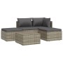 Set de muebles de jardín 5 pzas y cojines ratán sintético gris