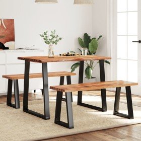 Juego de comedor con borde vivo 3 piezas madera maciza acacia