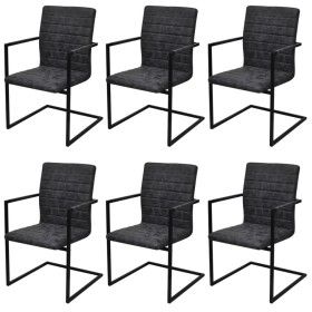 Cantilever dining chairs 6 units black synthetic leather by vidaXL, dining chairs - Ref: Foro24-272416, Price: 646,82 €, Disc...