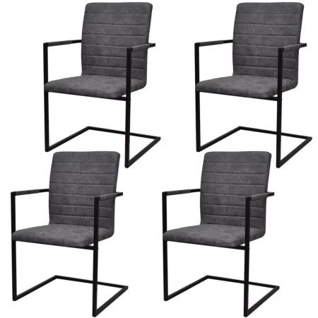 Cantilever dining chairs 4 units gray synthetic leather by vidaXL, dining chairs - Ref: Foro24-272417, Price: 374,14 €, Disco...