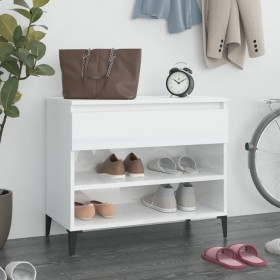 Mueble zapatero madera contrachapada blanco brillo 70x36x60 cm de vidaXL, Zapateros y organizadores de calzado - Ref: Foro24-...