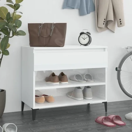 Mueble zapatero madera contrachapada blanco brillo 70x36x60 cm de vidaXL, Zapateros y organizadores de calzado - Ref: Foro24-...
