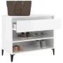 Mueble zapatero madera contrachapada blanco brillo 70x36x60 cm de vidaXL, Zapateros y organizadores de calzado - Ref: Foro24-...