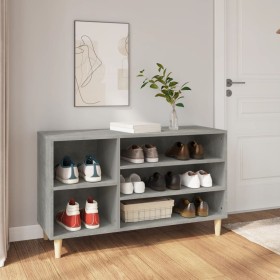 Mueble zapatero madera contrachapada gris hormigón 102x36x60 cm