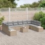 Conjunto de sofá de jardín con cojín 11 pcs Beige Poliratán