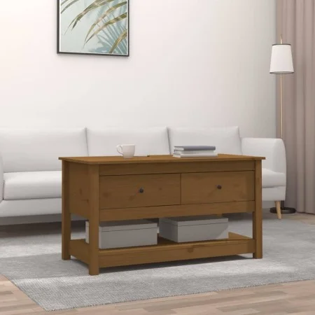 Solid honey brown pine wood coffee table 102x49x55 cm by vidaXL, Coffee table - Ref: Foro24-820924, Price: 99,84 €, Discount: %