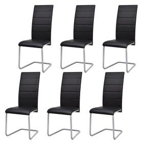 Cantilever dining chairs 6 units black synthetic leather by vidaXL, dining chairs - Ref: Foro24-272420, Price: 356,03 €, Disc...