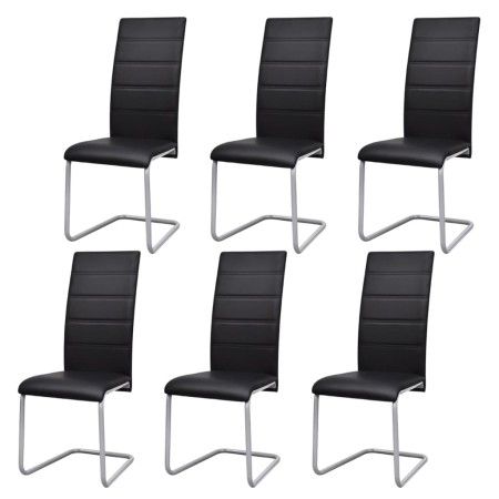 Freischwinger-Esszimmerstühle 6-teilig aus schwarzem Kunstleder von vidaXL, Essstühle - Ref: Foro24-272420, Preis: 356,03 €, ...