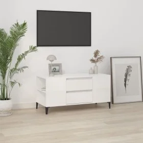 Glossy white plywood TV cabinet 102x44.5x50 cm by vidaXL, TV Furniture - Ref: Foro24-819606, Price: 83,20 €, Discount: %