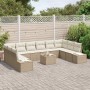Conjunto de sofá de jardín con cojín 11 pcs Beige Poliratán