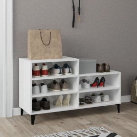 Mueble zapatero madera contrachapada blanco brillo 102x36x60 cm