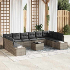 Conjunto de sofá de jardín 11 pcs Gris claro Poliratán