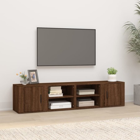Mueble TV 2 uds madera contrachapada roble marrón 80x31,5x36cm de vidaXL, Muebles TV - Ref: Foro24-819451, Precio: 79,97 €, D...