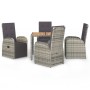 Set comedor de jardín 5 piezas con cojines ratán sintético gris