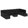 Conjunto de sofá de jardín con cojín 11 pcs Negro Poliratán