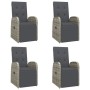 Set comedor de jardín 5 piezas con cojines ratán sintético gris