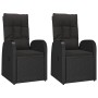 Set comedor de jardín 3 pzas con cojines ratán sintético negro
