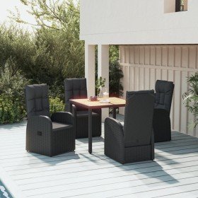Set de muebles jardín 5 pzas con cojines ratán sintético negro Set de muebles jardín 5 pzas con cojines ratán sintético negro
