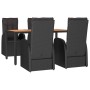 Set de muebles jardín 5 pzas con cojines ratán sintético negro