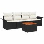 Conjunto de sofá de jardín 5 pcs Negro Poliratán