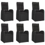 Set de comedor de jardín 7 pzas y cojines ratán sintético negro