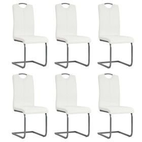 Cantilever dining chairs 6 units white synthetic leather by vidaXL, dining chairs - Ref: Foro24-275464, Price: 348,60 €, Disc...