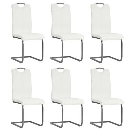 Sillas voladizas de comedor 6 unidades cuero sintético blanco