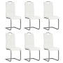 Sillas voladizas de comedor 6 unidades cuero sintético blanco