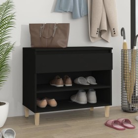 Black plywood shoe cabinet 70x36x60 cm by vidaXL, Shoe racks and shoe organizers - Ref: Foro24-819757, Price: 58,29 €, Discou...