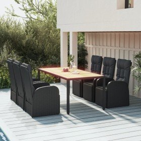 Juego comedor jardín 7 pzas madera acacia ratán sintético negro Juego comedor jardín 7 pzas madera acacia ratán sintético negro