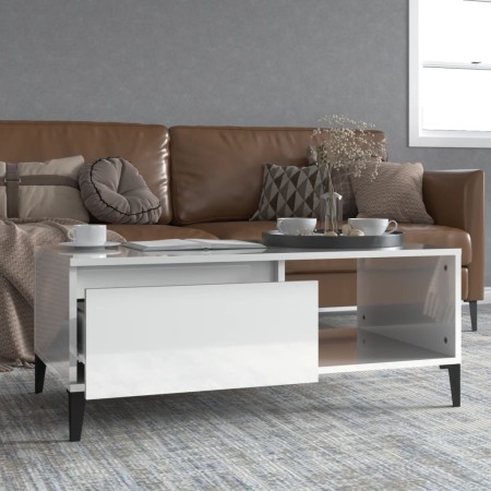 Mesa de centro madera contrachapada blanco brillo 90x50x36,5 cm de vidaXL, Mesas de centro - Ref: Foro24-821054, Precio: 49,2...