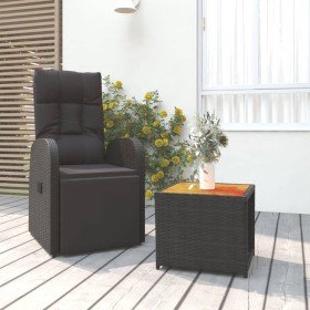Juego muebles jardín 2 pzas madera acacia ratán sintético negro